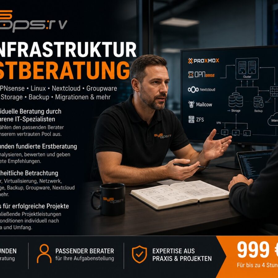 IT-Infrastruktur Erstberatung – Proxmox, OPNsense, Linux, Nextcloud & Groupware | 4 Stunden