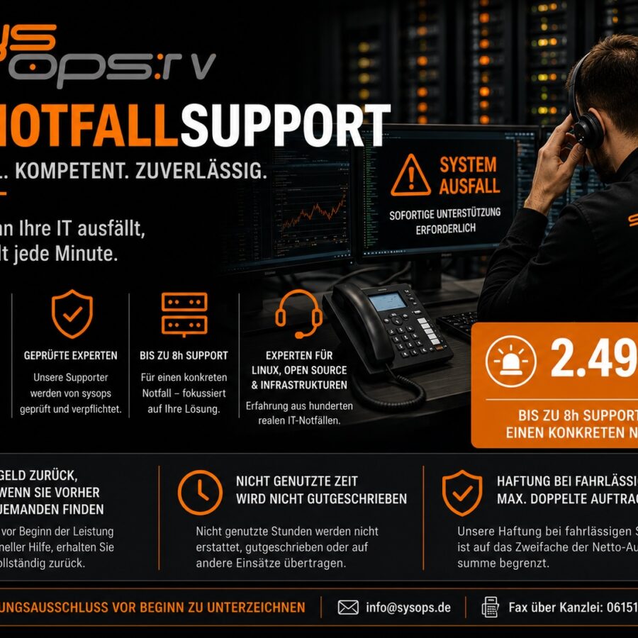 Linux & Open-Source IT-Notfallsupport – bis zu 8 Stunden B2B-Support